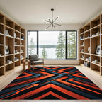 Bold Geometric Orange and Charcoal Arrow Rug