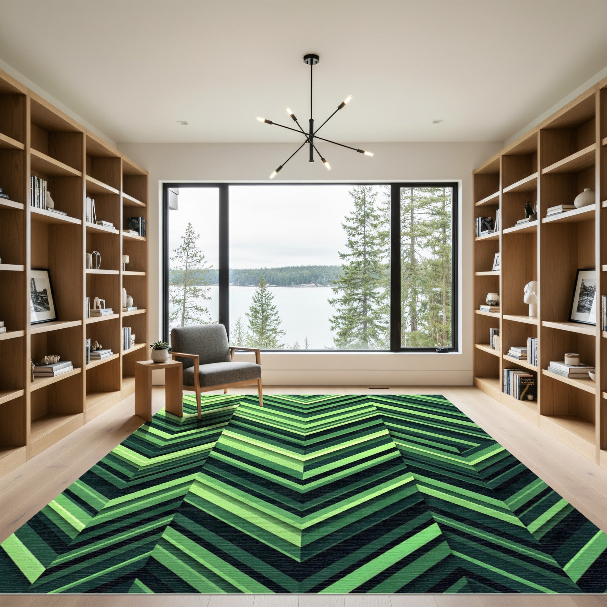 Emerald Chevron Layers Rug