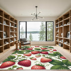 Vibrant Strawberry Botanical Berry Illustration Rug