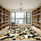 Golden Puzzle Piece Arrow Arrangement Rug