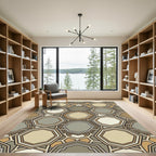Geometric Taupe Octagon Mosaic Rug