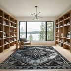 Monochromatic Star Floral Arrangement Rug