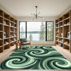 Emerald Green Swirl Composition Rug
