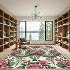 Romantic Blush Rose Floral Swag Rug