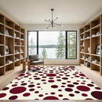Crimson Scattered Circles Composition Rug