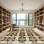 Natural Woven Tan Wood Texture Rug