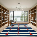 Nautical Buoy Red White Blue Stripe Rug