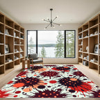 Crimson Orange Spiky Ink Splatter Rug