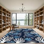 Navy Sea Turtle Coral Reef Ocean Rug