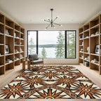 Amber Starburst Geometric Lattice Rug