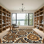 Rich Brown Paisley Floral Medallion Rug