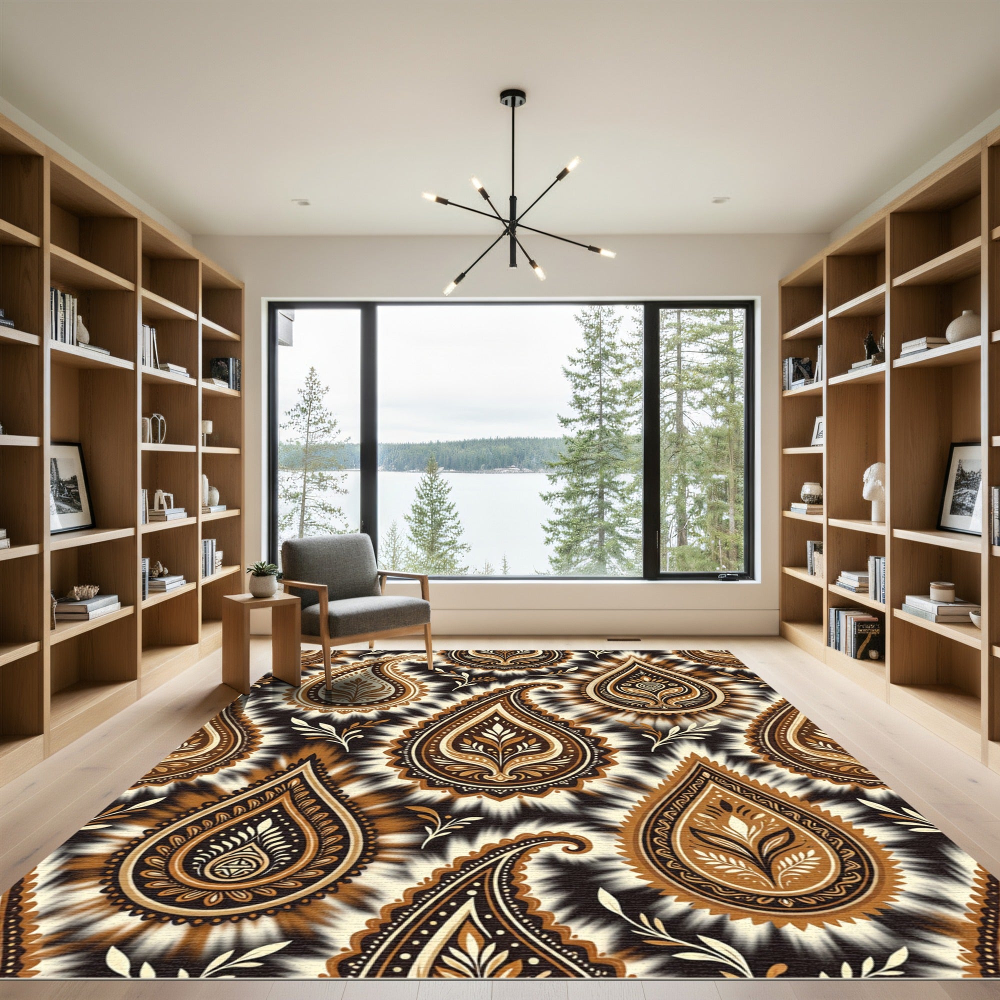 Rich Brown Paisley Floral Medallion Rug