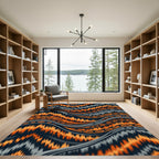 Abstract Burnt Orange Tribal Wave Rug
