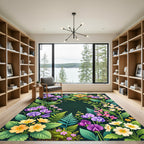 Vibrant Purple Yellow Floral Garland Rug