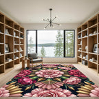 Pink Carnation Art Deco Floral Medallion Rug