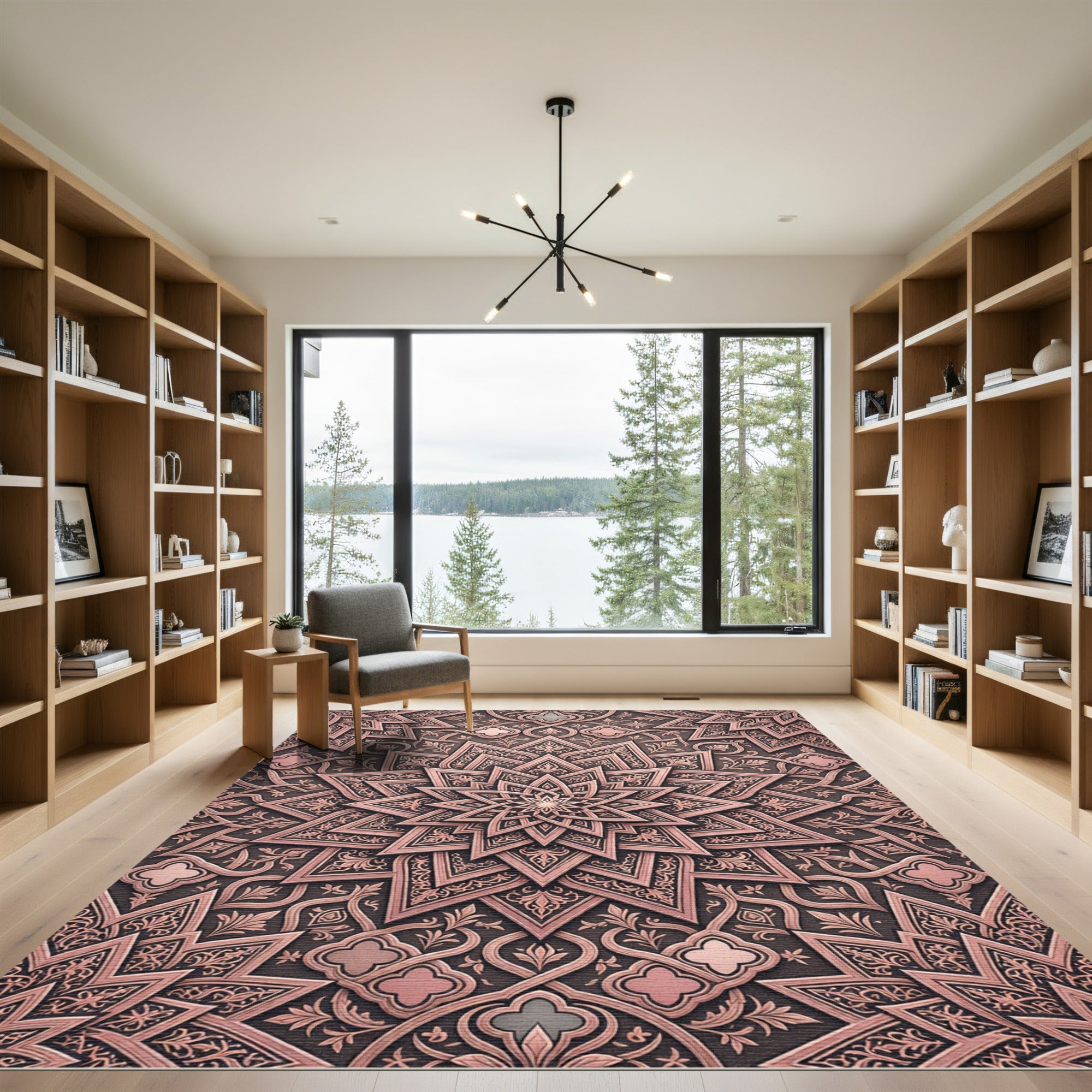 Rose Gold Geometric Star Medallion Rug