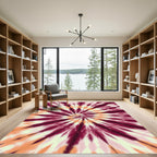 Radiant Swirl Crimson Orange Cream Rug