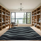 Monochrome Wave Organic Flow Rug