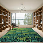 Green Gradient Scale Wave Rug