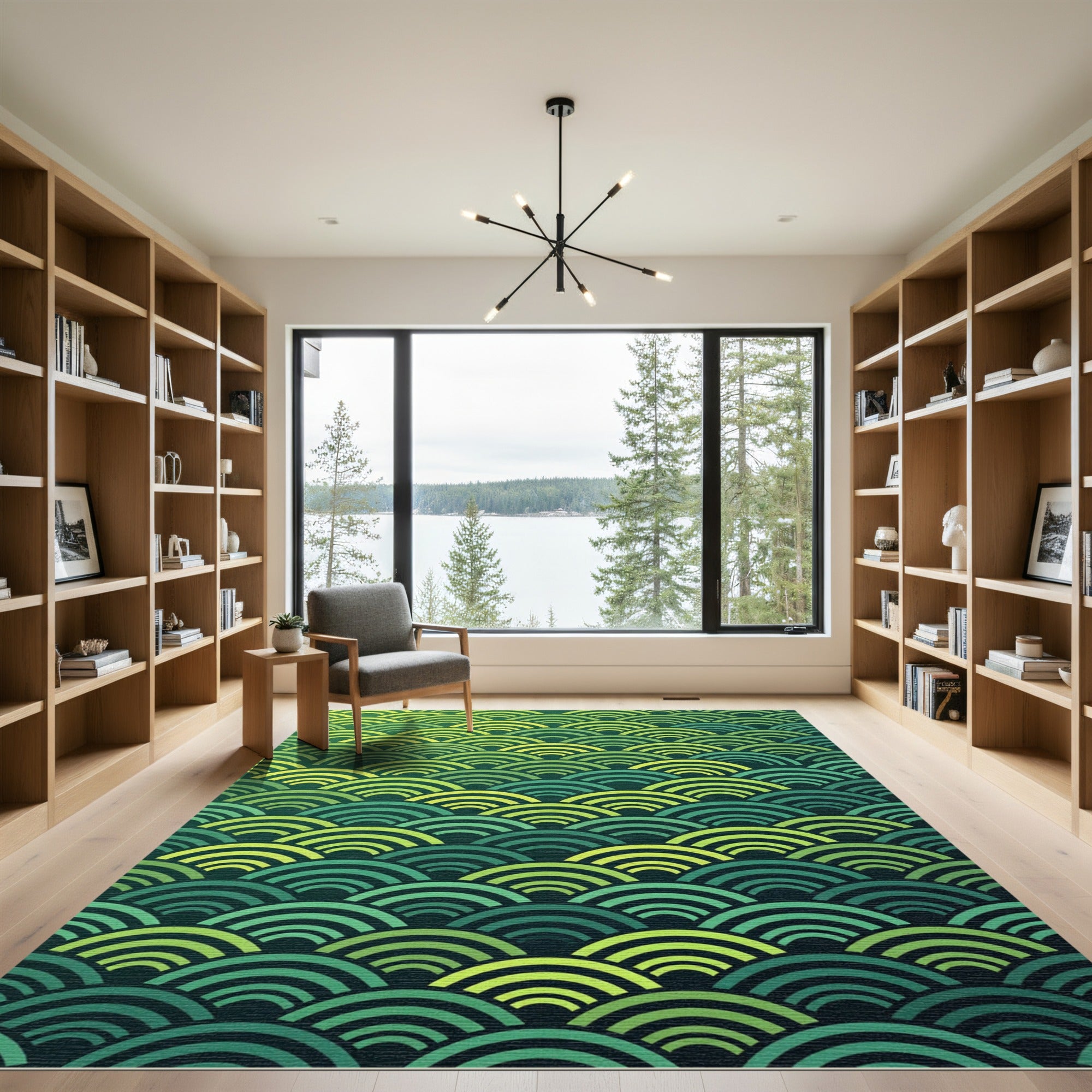 Green Gradient Scale Wave Rug