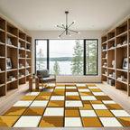 Terracotta White Checkerboard Stone Texture Rug