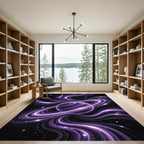 Radiant Purple Cosmic Swirl Galaxy Celestial Rug