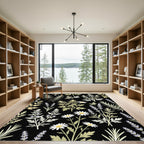Botanical Herb Garden on Black Rug
