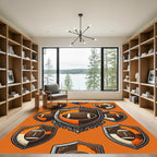 Embossed Football Crest Iron Orange Shield Rug
