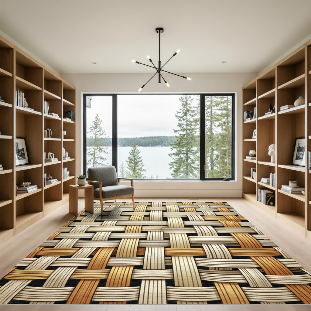 Woven Tan Amber Texture Rug