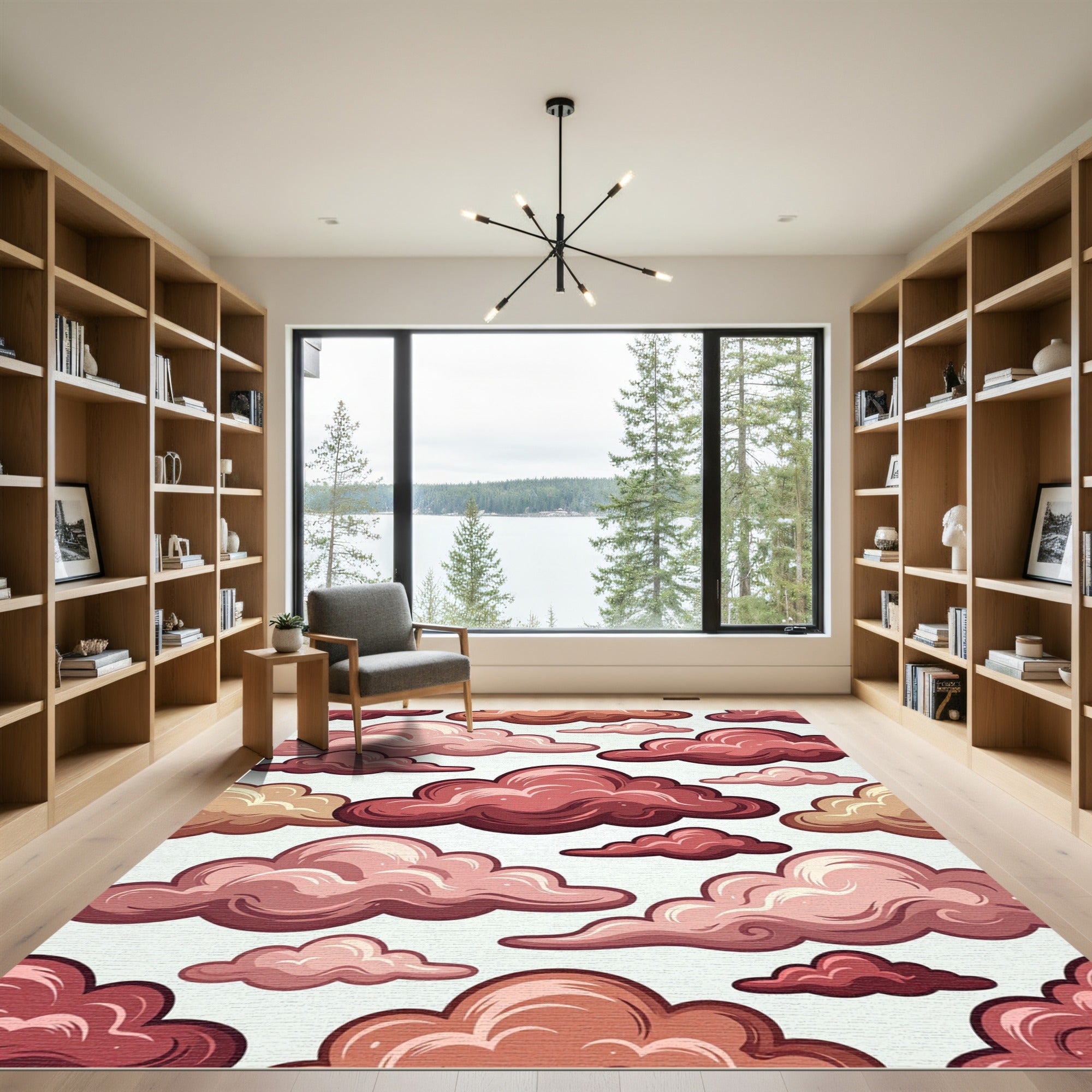 Crimson Rose Cloudscape Arrangement Rug