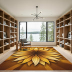 Golden Radiant Sunburst Floral Medallion Rug