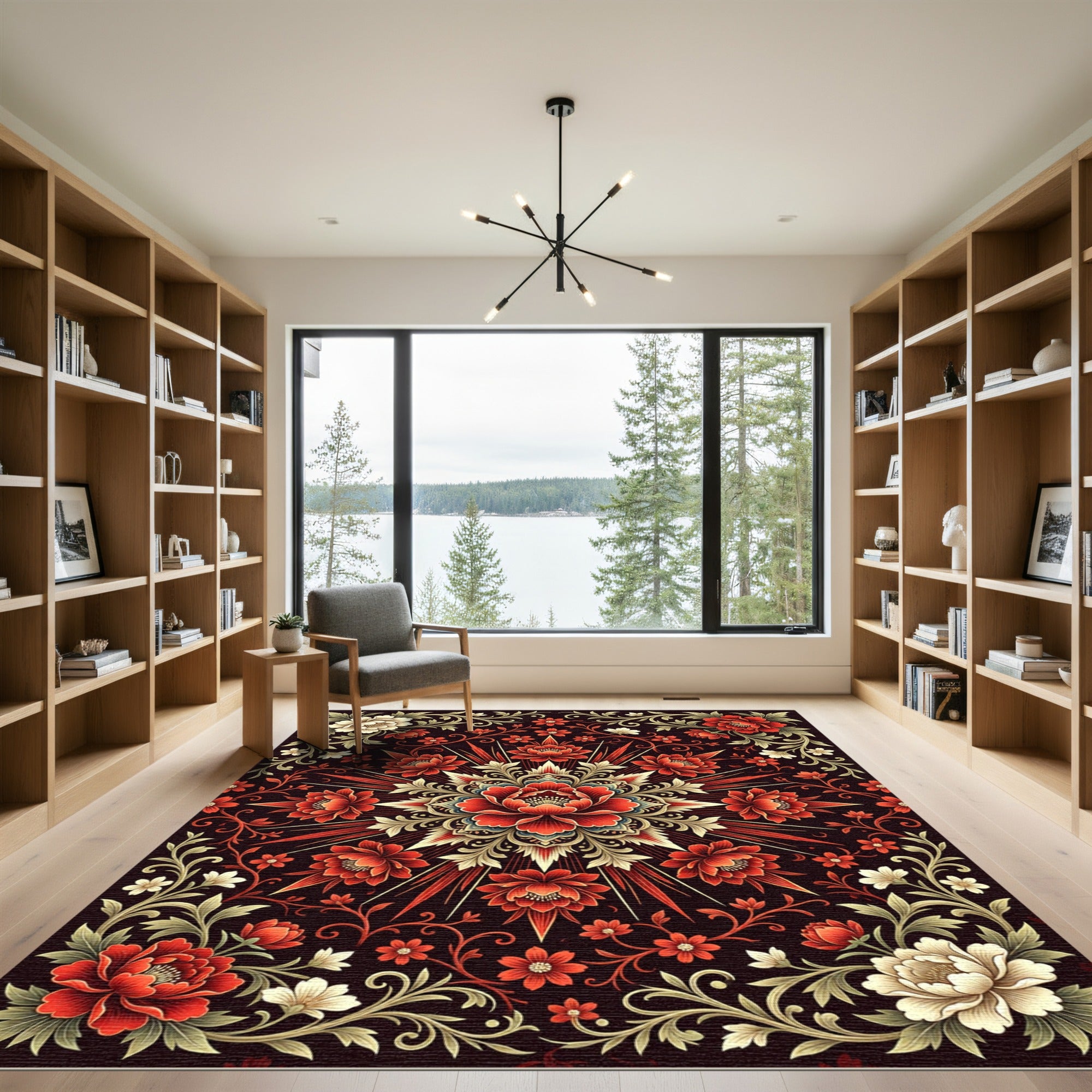 Crimson Red Floral Radiance Rug