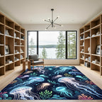 Luminous Neon Jellyfish Deep Sea Mural Rug
