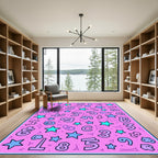 Pink Purple Star Number Collage Rug