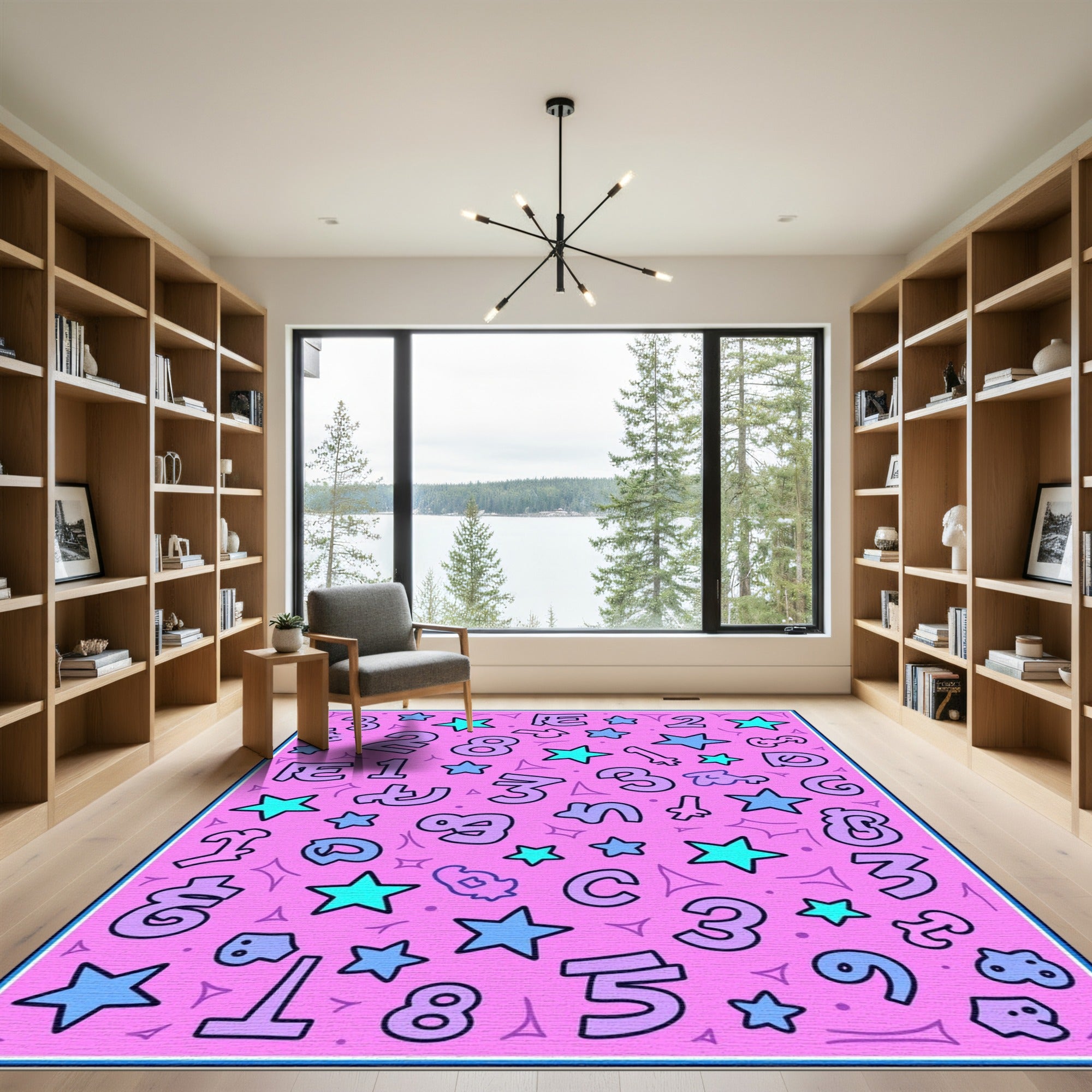 Pink Purple Star Number Collage Rug