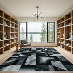 Monochrome Geometric Abstract Stone Tile Rug