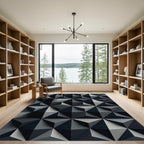Dark Gray Geometric Faceted Rug