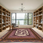 Terracotta Geometric Maze Frame Rug