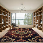 Gilded Red Scrollwork Floral Harmony Rug