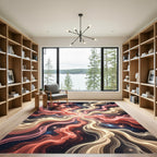 Celestial Rose and Cream Nebula Swirl Rug