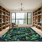 Lush Emerald Tropical Forest Stream Rug