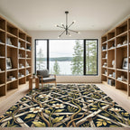 Cream Floral Trellis on Midnight Rug