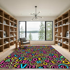 Vibrant Alphabet Chaos Collage Rug