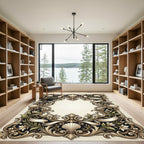 Antique Gold Seashell Scrollwork Frame Rug