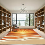 Radiant Sunburst Over Warm Ocean Waves Rug