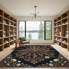 Golden Celestial Sun Floral Medallion Rug