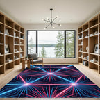 Neon Galaxy Geometric Light Burst Rug
