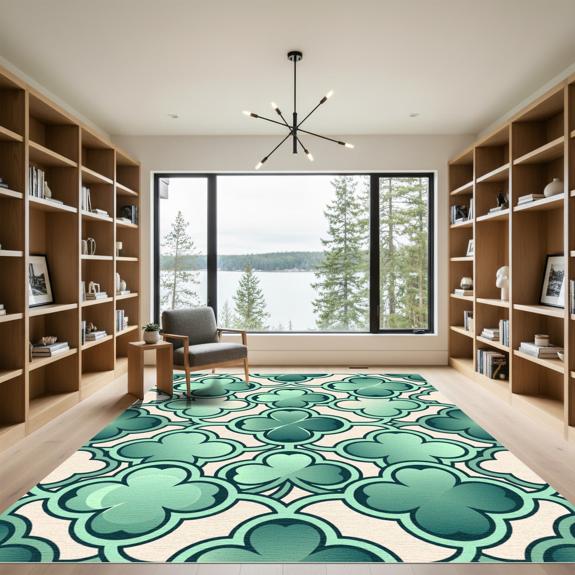 Shades of Green Clover Geometric Rug