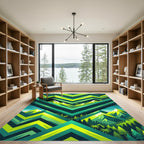 Emerald Mountain Peaks Geometric Landscape Rug