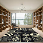 Geometric Starburst Chevron Mosaic Composition Rug